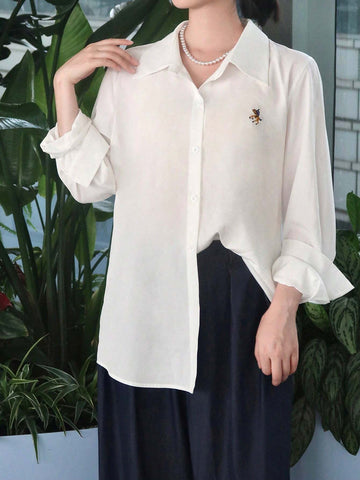 Essnce Women's Simple Long Sleeve Casual Blouse For Spring And Summer