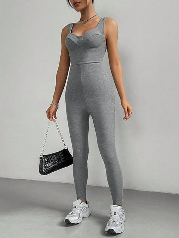 Women's Solid Color Backless Bodysuit
