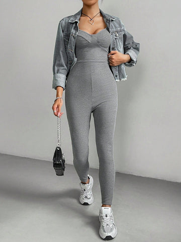 Women's Solid Color Backless Bodysuit