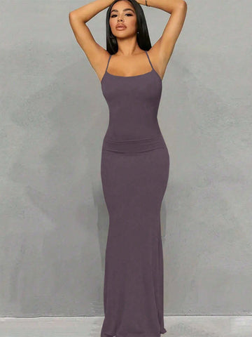 Women's Solid Color Fish Tail Cami Dress