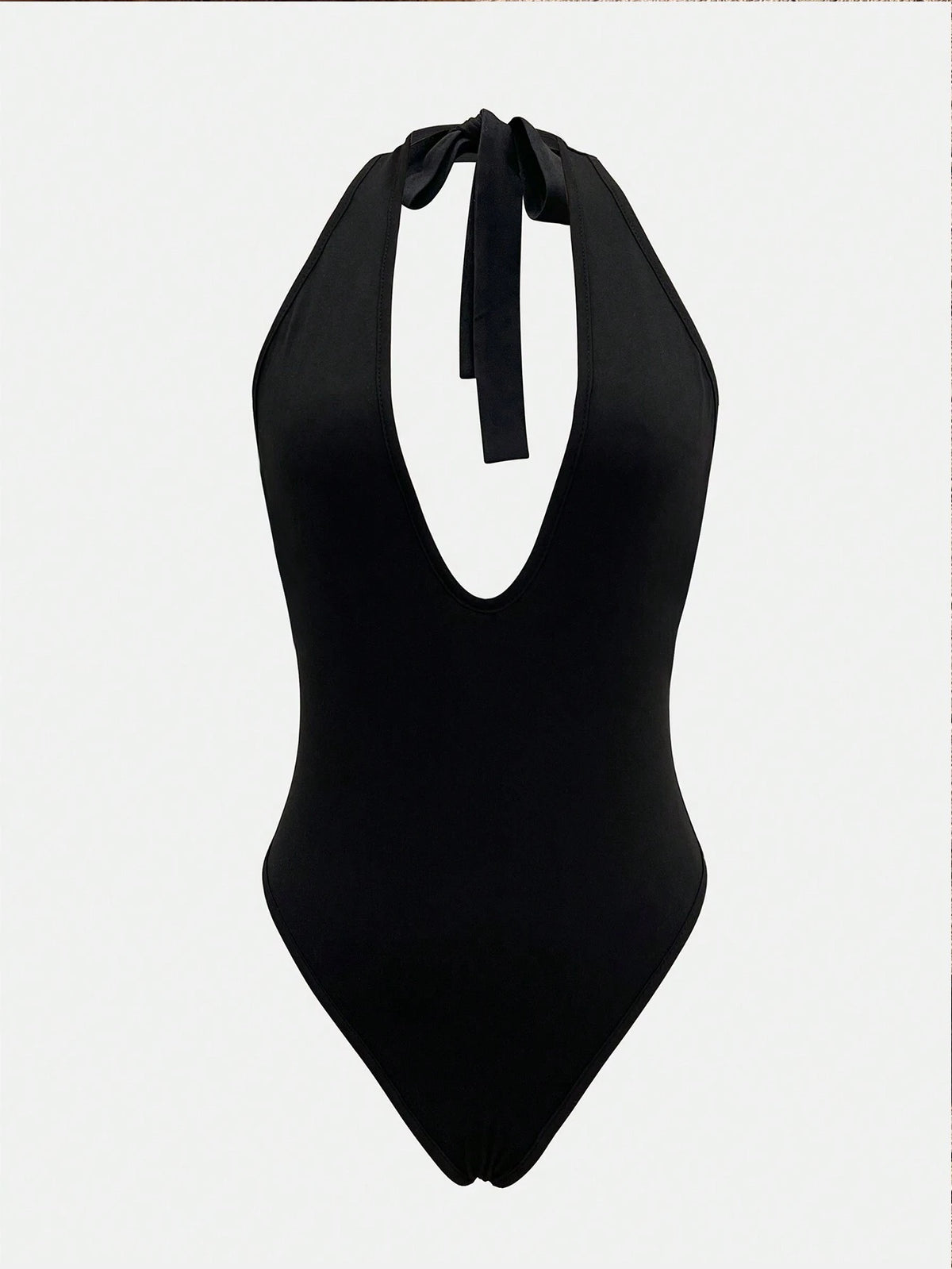 Women's Solid Color Halter Tie-Up Casual Bodysuit