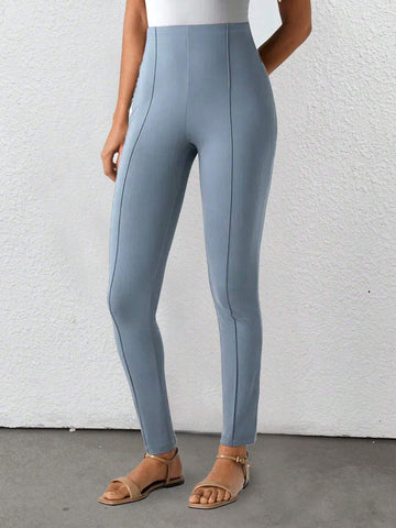 Essnce Women's Solid Color High Waist Elastic Slim Fit Leggings