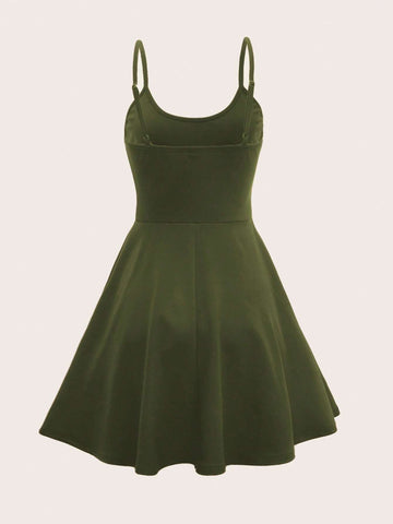 Women's Solid Color Knit Slip Dress