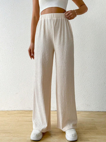 Essnce Women's Solid Color Loose Texture Fabric Wide Leg Pants