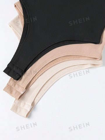 Women's Solid Color Ribbed Halterneck Bodysuit