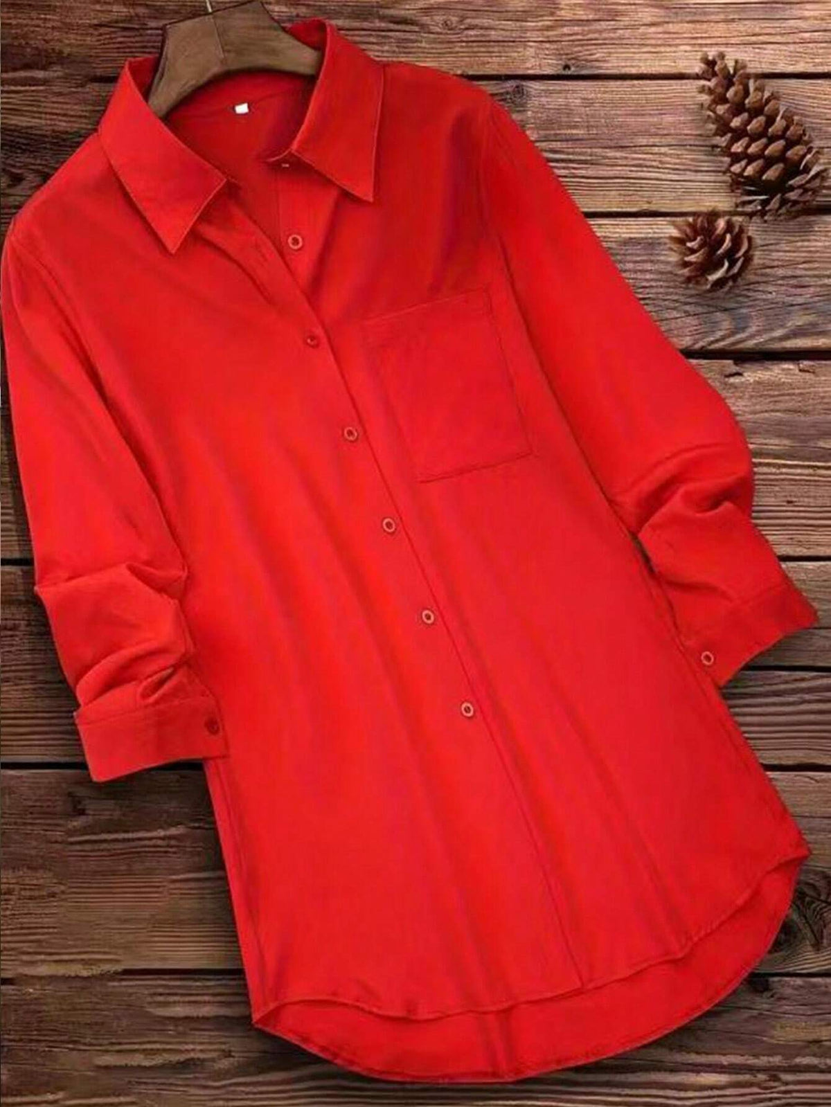 Essnce Women's Solid Color Simple Casual Long Sleeve Blouse, Autumn Shirt