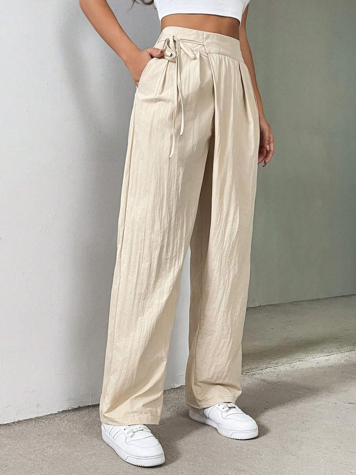 Essnce Women's Solid Color Simple Daily Fashion Long Pants