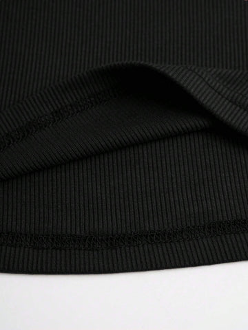 Women's Solid Color Slim Fit Long Sleeve Ribbed T-shirt