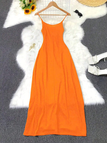 Women's Solid Color Summer Cami Maxi Dress