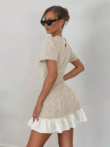 Women's Spring/Summer New Office/Work Commute Ruffled Hem Waist Fit & Flare Dress