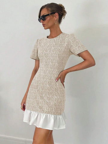 Women's Spring/Summer New Office/Work Commute Ruffled Hem Waist Fit & Flare Dress