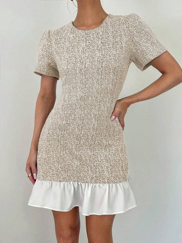 Women's Spring/Summer New Office/Work Commute Ruffled Hem Waist Fit & Flare Dress