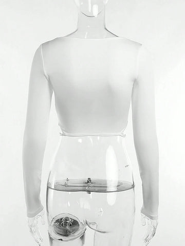 Essnce Womens Spring And Summer Casual Solid Color Hollow Slim Short Sleeve T-Shirt