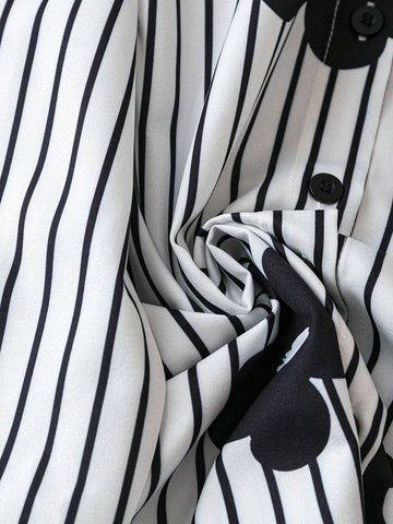 Essnce Women's Spring & Autumn Casual Striped & Floral Print Blouse