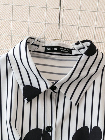 Essnce Women's Spring & Autumn Casual Striped & Floral Print Blouse