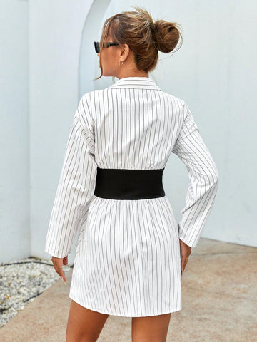 Women's Striped And Floral Zipper Dress