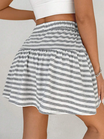 Essnce Women's Striped Printed Summer Casual Skort