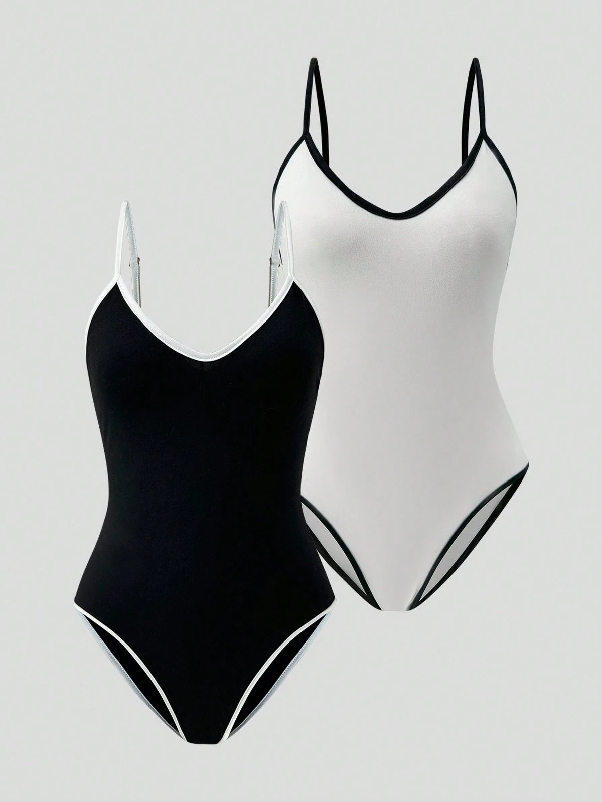 Women's Summer Casual Colorblock Cami Bodysuit With Slim Straps