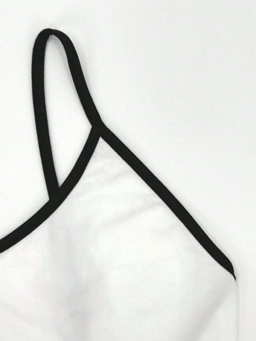 Women's Summer Casual Colorblock Cami Bodysuit With Slim Straps