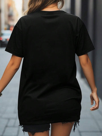 Essnce Women's Summer Casual Short Sleeve Round Neck Leopard Print T-Shirt