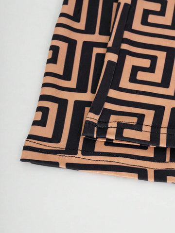 Women's Summer Fashion Full Allover Print Deep V-Neck Jumpsuit