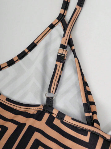 Women's Summer Fashion Full Allover Print Deep V-Neck Jumpsuit