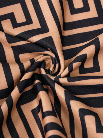 Women's Summer Fashion Full Allover Print Deep V-Neck Jumpsuit