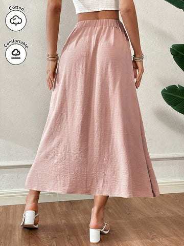 Essnce Women's Summer Simple Solid Color Waist Tie Pleated A-Line Skirt Summer Clothes Women Skirts