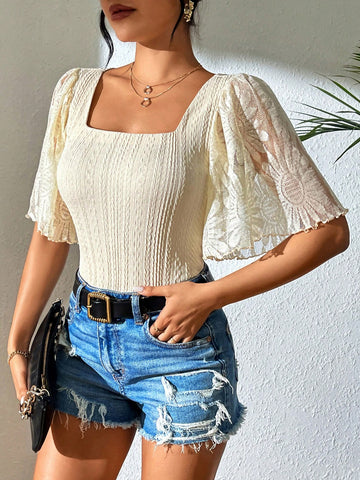 Women's Textured Bell Sleeve Bodysuit