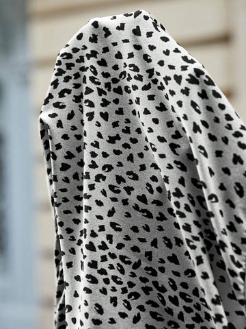 Women's V-Neck All-Over Print Ruffle Hem Long Sleeve Dress