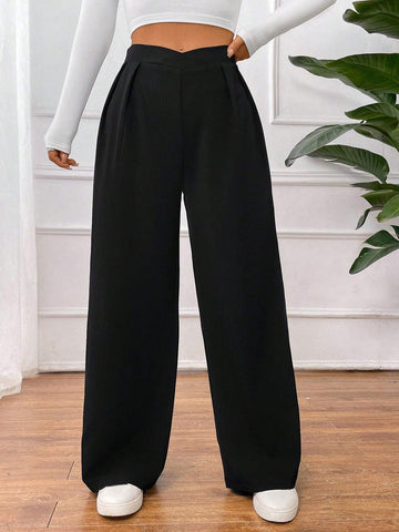 Essnce Women's V-Waist Pants With Floor-Length Design