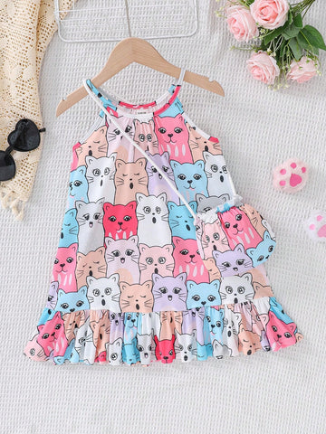 Fashion Cute Casual Halter Neck Little Girls Dress