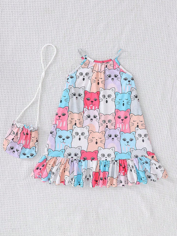 Fashion Cute Casual Halter Neck Little Girls Dress