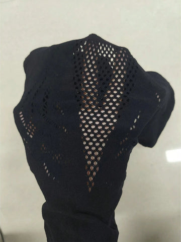 2pcs/Set Women Plain Crew Neck Long Sleeve Hollow-Out Minimalist Top And Casual Pants