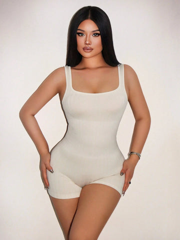 Women Seamless Knit Solid Skinny Striped Jumpsuit