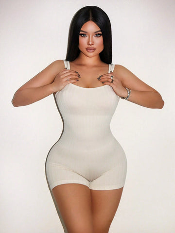 Women Seamless Knit Solid Skinny Striped Jumpsuit