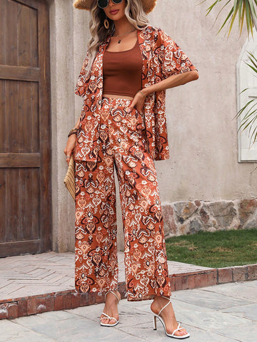 3pcs/Set Vintage Printed Outfit