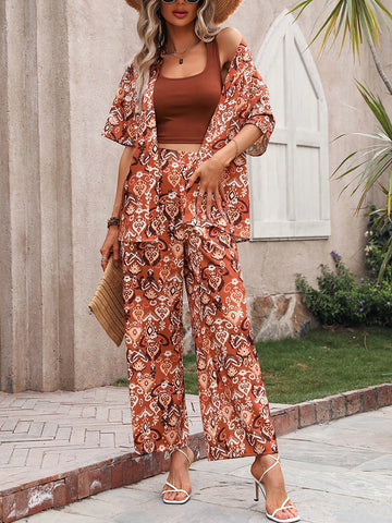 3pcs/Set Vintage Printed Outfit