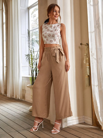 Frenchy Allover Floral Print Tie Back Tank Top