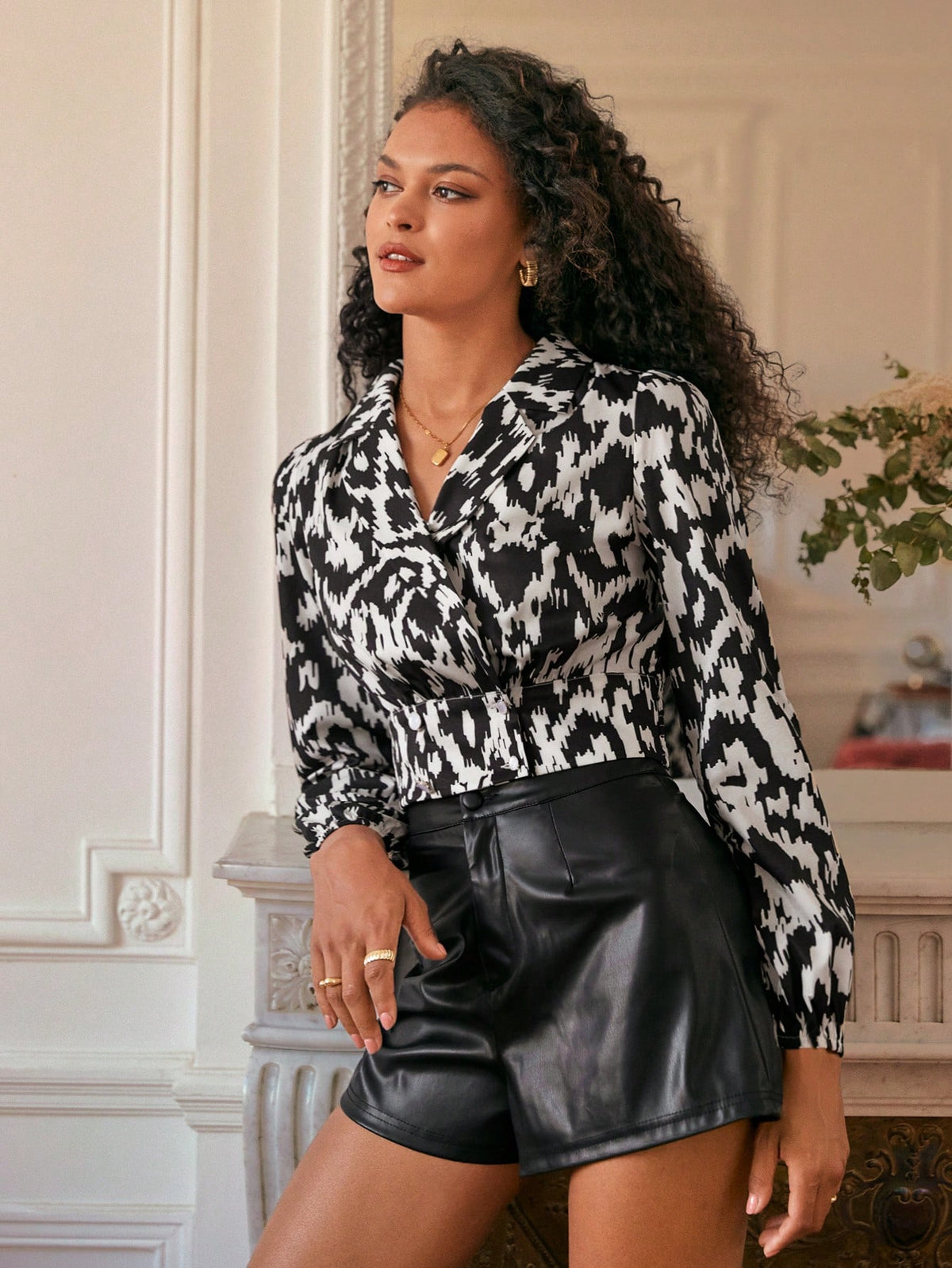 Allover Print Button Front Shirt