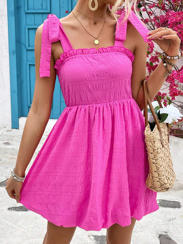 Budding Hem Texture Cami Dress