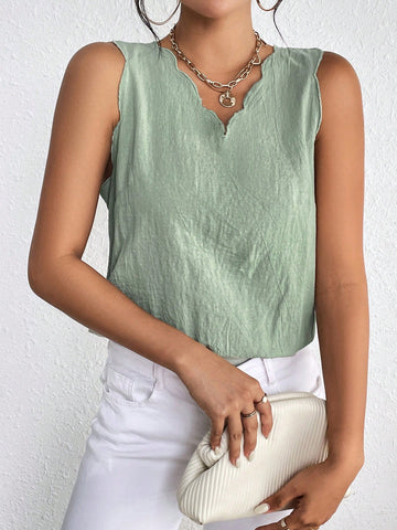 Button Back Scallop Trim Bodysuit