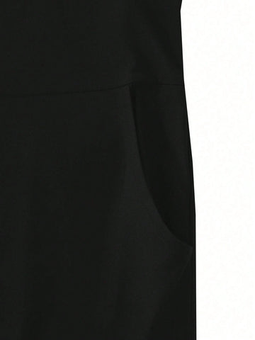 Casual Letter Printed Sleeveless Jumpsuit With Slim Fit And Tied Ankles