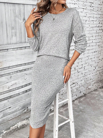 Casual Top And Skirt Set