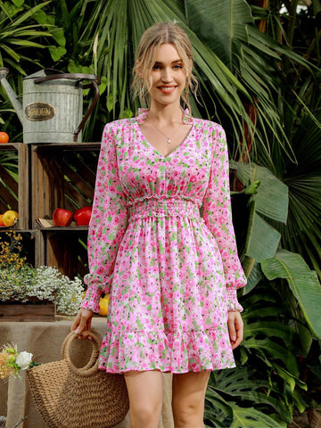 Chiffon Flower Print Women's Dress