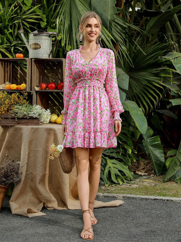 Chiffon Flower Print Women's Dress