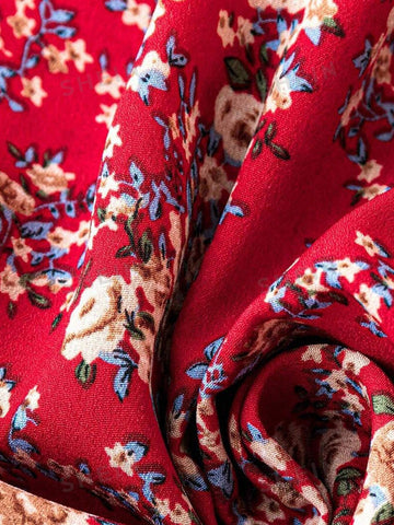 Frenchy Ditsy Floral Print Elastic Waist Skirt