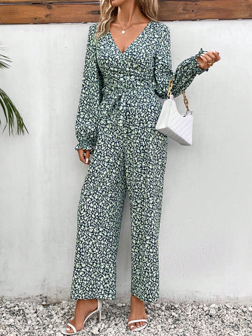 Ditsy Floral Print Top & Wide Leg Pants