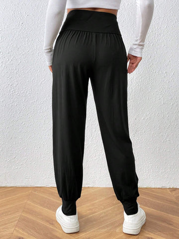 Frenchy Elegant Women's High Waisted Drawstring Joggers With Pockets