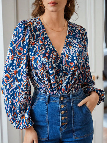 Ethic Floral Print Puff Sleeve Blouse